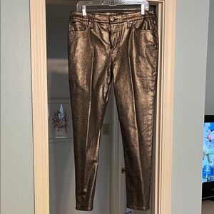 Chicos Metallic Bronze Faux Leather Women's Pants